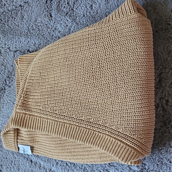 Callahan Tan Cardigan Sweater V-Neck Ribbed Button Cable Fisherman Large - Picture 5 of 10